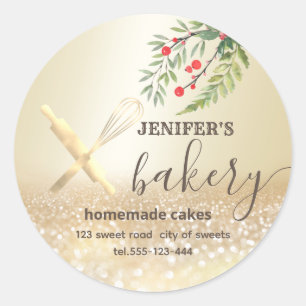 Holiday Glittery Walzen Button & Whisk Koch Bäcker Runder Aufkleber