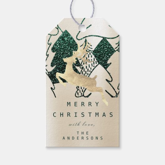 Holiday Glitzer Ivory Creamy Snow Weihnachtsbaum Geschenkanhänger (Vorderseite)