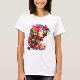 Holiday Glow T-Shirt Tropical Floral Christmas Des