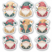 Holiday Gnome-Aufkleber mit Holly Akzenten Aufkleber (Vorderseite)