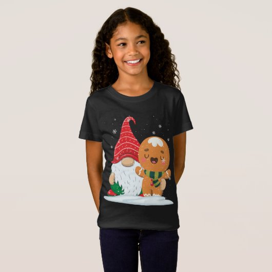 Holiday Gnome mit Candy Cane und Gingerbrot Chri T-Shirt (Vorne ganz)