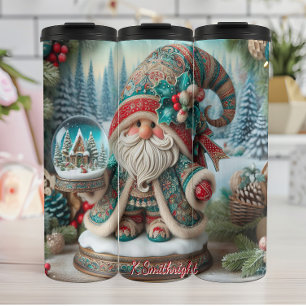Holiday Gnome mit Holly Berries Thermosbecher