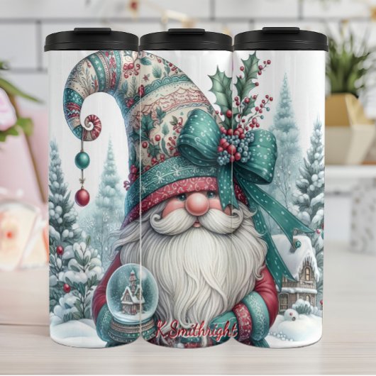 Holiday Gnome mit Ribbon-Hütte Thermosbecher