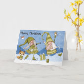 Holiday Gnomes Fox Birds Weihnachtskarte Karte (Gelbe Blume)
