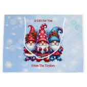Holiday Gnomes Personalisiert Weihnachten Große Geschenktüte (Vorderseite)