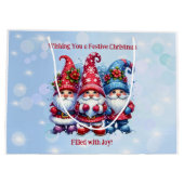Holiday Gnomes Personalisiert Weihnachten Große Geschenktüte (Rückseite)