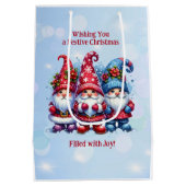 Holiday Gnomes Personalisiert Weihnachten Mittlere Geschenktüte (Rückseite)