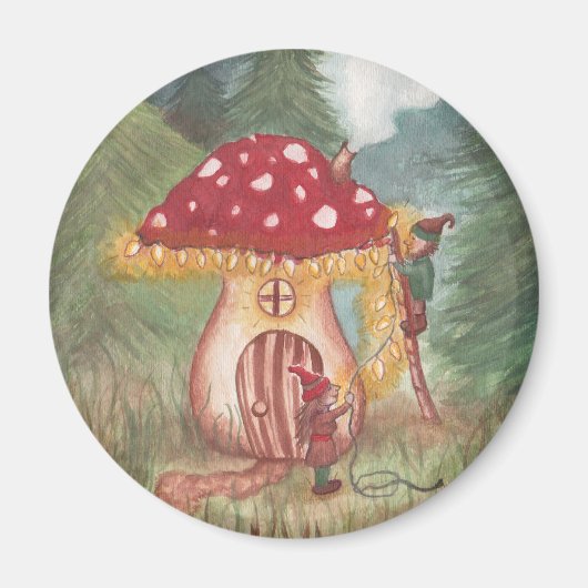 Holiday Gnomes und Mushroom Zuhause Magnet (Vorne)