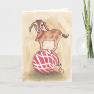 Holiday Goat op a Ornament Karte