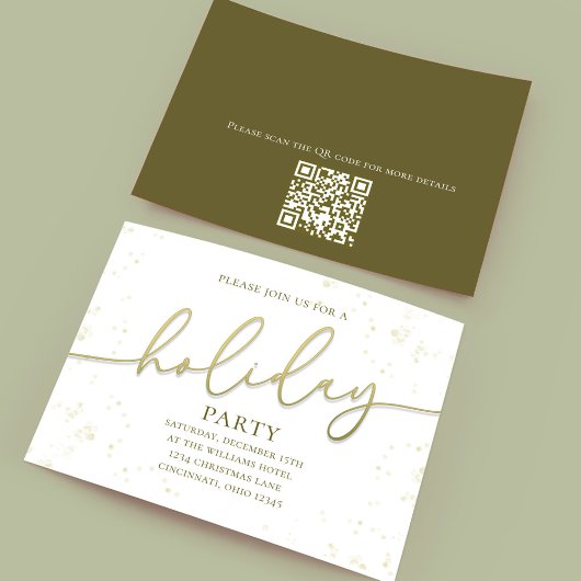 Holiday Gold Calligraphy Script Einfache QR-Code Einladung