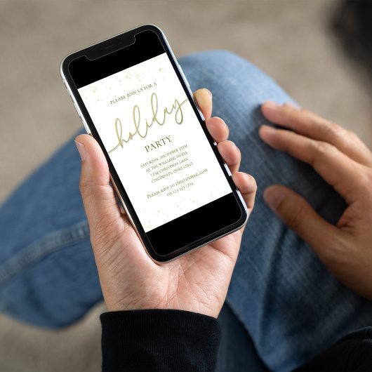 Holiday Gold Calligraphy Script Einfaches Glitzer Einladung