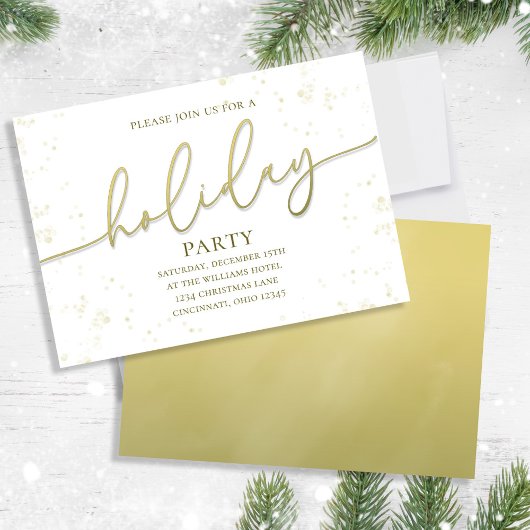 Holiday Gold Calligraphy Script Einfaches Party Einladung