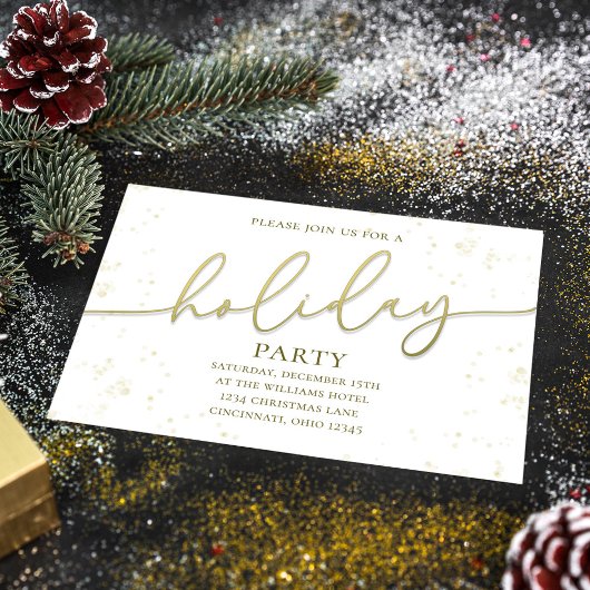 Holiday Gold Calligraphy Script Simple QR Code  Einladung