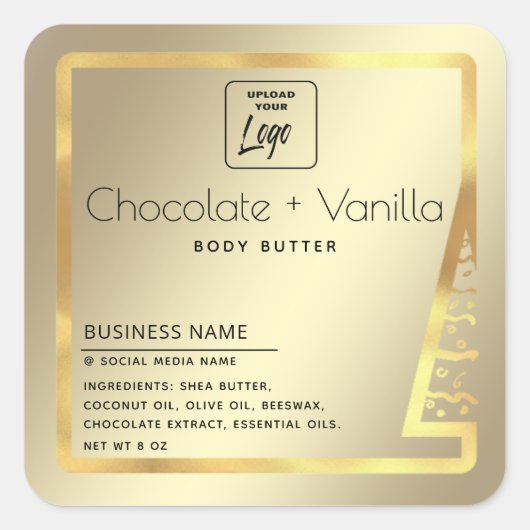 Holiday gold Einfaches modernes Luxusprodukt Squar Quadratischer Aufkleber (Vorderseite)