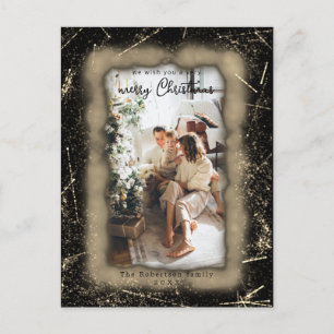 Holiday Gold Glitzer Gerahmtes Foto Frohe Weihnach Postkarte