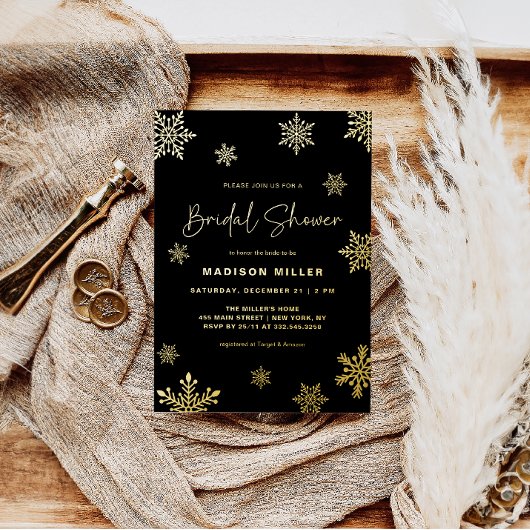 Holiday Gold Snowflake Winter Brautparty Folieneinladung