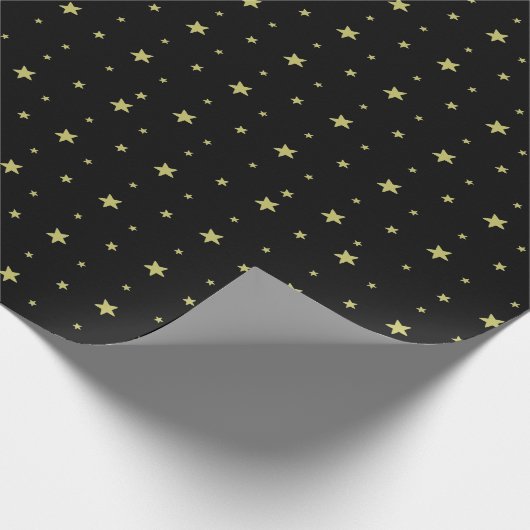 Holiday Gold Stars auf schwarz Geschenkpapier (Ecke)