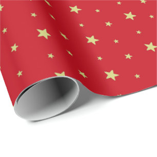 Holiday Gold Stars on Red Geschenkpapier