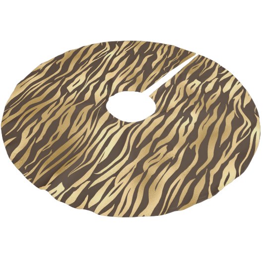 Holiday Gold Tiger Elegante Polyester Weihnachtsbaumdecke (Schrägansicht)