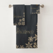 Holiday Gold Weihnachtsbälle Schneeflocken Dunkel Badhandtuch Set (Insitu)
