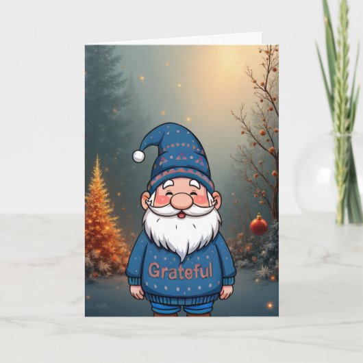 Holiday Gratitude Gnome Feiertagskarte (Vorderseite)