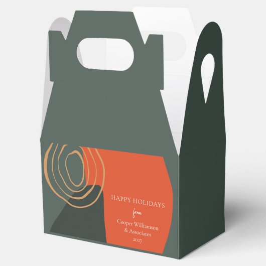 Holiday Green Abstrakt Custom Company Name Geschenkschachtel (Geöffnet)