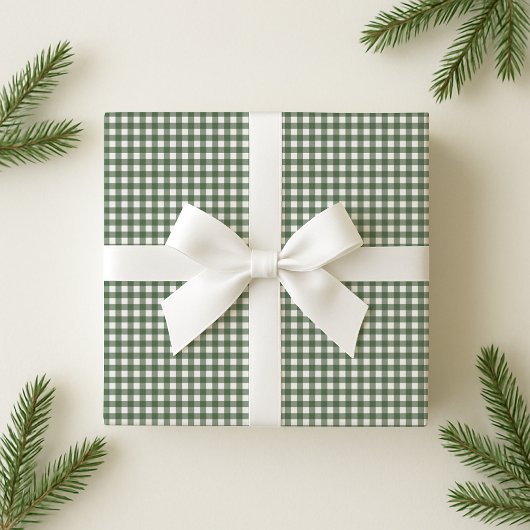 Holiday Green Gingham Wrapping Paper Geschenkpapier