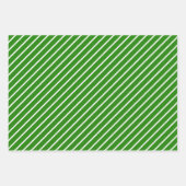 Holiday Green Holly Red Berries Stripes Muster Geschenkpapier Set (Vorderseite 2)