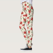 Holiday Green Holly Red Floral Weihnachtsmuster Leggings (Links)