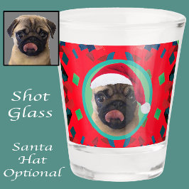 Holiday Green Red Your Dog or our Dachshund Photo Schnapsglas