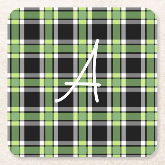 Holiday Green und Black Moderne Weihnachten Karier Rechteckiger Pappuntersetzer (Vorderseite)