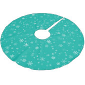 Holiday Green und White Snowflake Muster Polyester Weihnachtsbaumdecke (Schrägansicht)