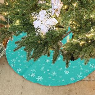 Holiday Green und White Snowflake Muster Polyester Weihnachtsbaumdecke