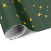 Holiday Green Yellow Star Stripe Christmas Geschenkpapier (Rolleneckpunkt)