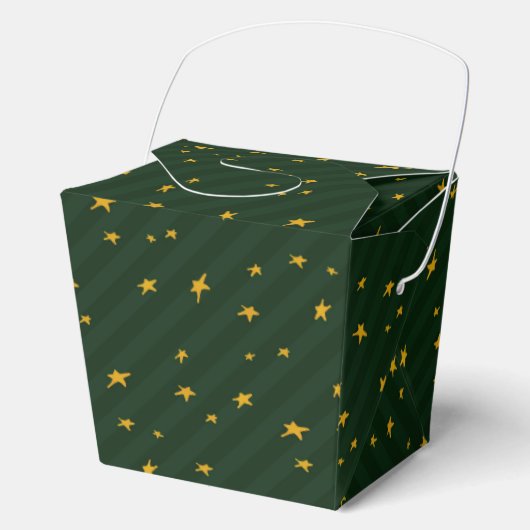 Holiday Green Yellow Star Stripe Christmas Geschenkschachtel (Vorderseite)