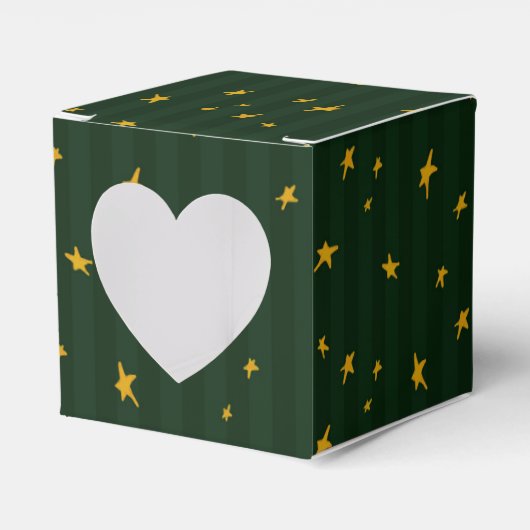 Holiday Green Yellow Star Stripe Christmas Geschenkschachtel (Vorderseite)