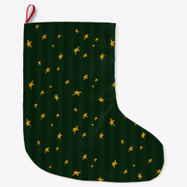 Holiday Green Yellow Star Stripe Christmas Großer Weihnachtsstrumpf