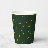 Holiday Green Yellow Star Stripe Christmas Pappbecher (Rechts)