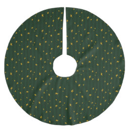 Holiday Green Yellow Star Stripe Christmas Polyester Weihnachtsbaumdecke