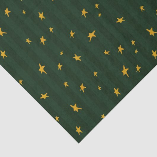 Holiday Green Yellow Star Stripe Christmas Seidenpapier (Detail)