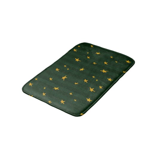 Holiday Green Yellow Stripe Star Christmas  Badematte (Schrägansicht)