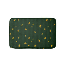 Holiday Green Yellow Stripe Star Christmas  Badematte