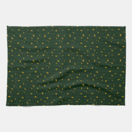 Holiday Green Yellow Stripe Star Christmas  Geschirrtuch