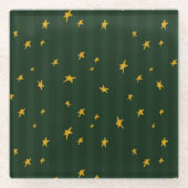 Holiday Green Yellow Stripe Star Christmas Glasuntersetzer (Vorderseite)