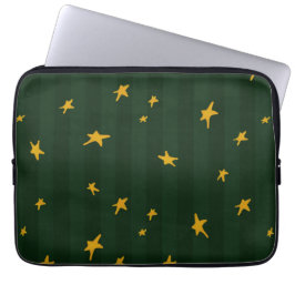 Holiday Green Yellow Stripe Star Christmas  Laptopschutzhülle
