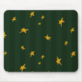 Holiday Green Yellow Stripe Star Christmas Mousepad (Vorne)