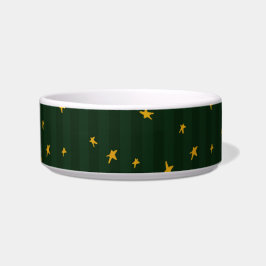 Holiday Green Yellow Stripe Star Christmas  Napf