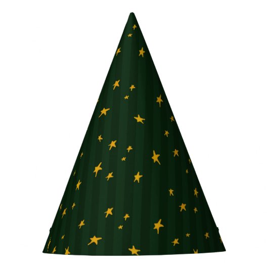 Holiday Green Yellow Stripe Star Christmas Partyhütchen (Vorderseite)