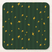 Holiday Green Yellow Stripe Star Christmas  Rechteckiger Pappuntersetzer (Vorderseite)