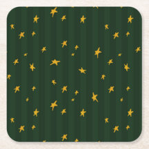 Holiday Green Yellow Stripe Star Christmas 